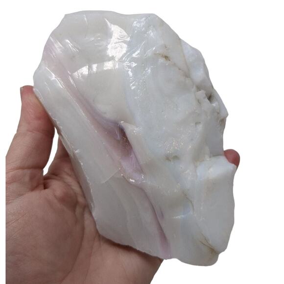 Pink Milk Glass Art Glass Cullet Glowing Manganese and Uranium Slag Glass #4GX48 - Picture 5 of 6